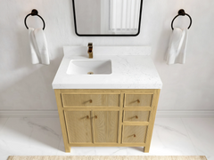 Sonoma White Oak 36 in. W x 22 in. D Left Offset Sink Reeded Bathroom Vanity - photo 2