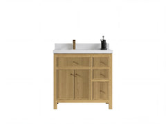 Sonoma White Oak 36 in. W x 22 in. D Left Offset Sink Reeded Bathroom Vanity - photo 1