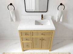 Sonoma White Oak 36 in. W x 22 in. D Right Offset Sink Reeded Bathroom Vanity - photo 2