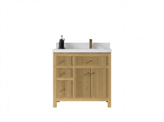 Sonoma White Oak 36 in. W x 22 in. D Right Offset Sink Reeded Bathroom Vanity - photo 1