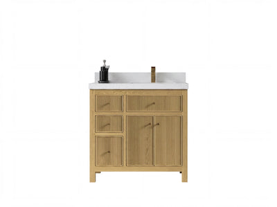 Sonoma White Oak 36 in. W x 22 in. D Right Offset Sink Reeded Bathroom Vanity - Willow Bath and Vanity