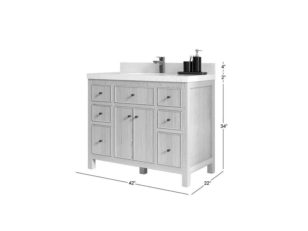 Sonoma White Oak 42 in. W x 22 in. D Single Sink Bathroom Vanity - Willow Bath and Vanity