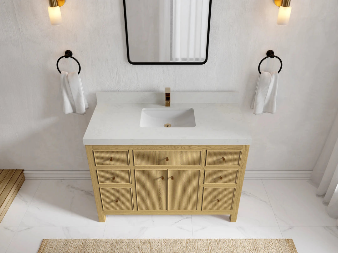 Sonoma White Oak 48 in. W x 22 in. D Single Sink Bathroom Vanity | 
              
                White Oak
                
                  
             - SON_WHOK_WHQZ_48S - photo №2