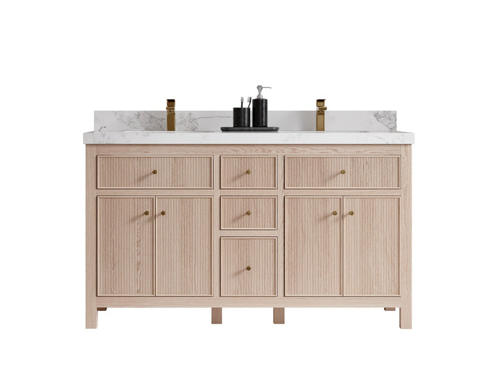 Sonoma White Oak 60 in. W x 22 in. D Double Sink Bathroom Vanity - photo 1