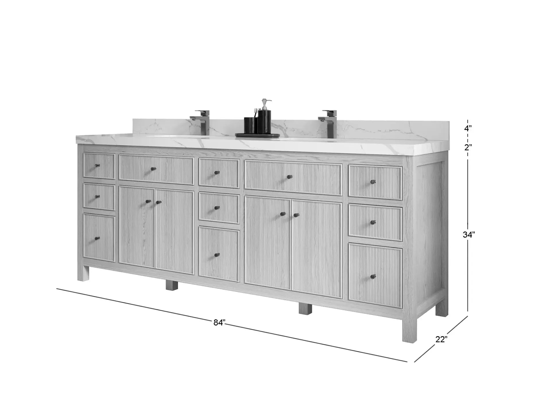Sonoma White Oak 84 in. W x 22 in. D Double Sink Bathroom Vanity - Willow Bath and Vanity
