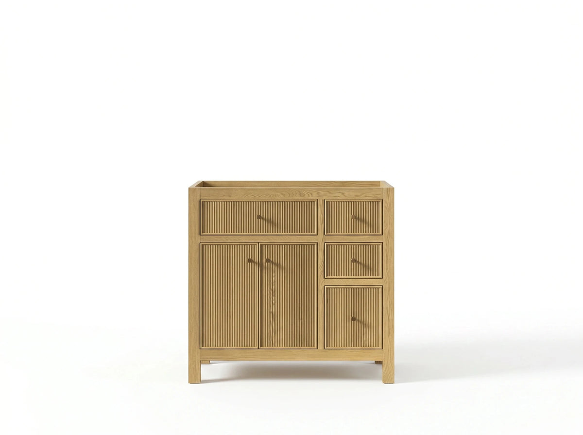 Sonoma White Oak Reeded 36 in. W x 22 in. D Center Sink Reeded Bathroom Vanity - Willow Bath and Vanity