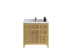 Sonoma White Oak Reeded 36 in. W x 22 in. D Center Sink Reeded Bathroom Vanity - photo 1