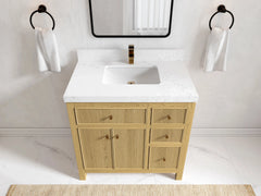 Sonoma White Oak Reeded 36 in. W x 22 in. D Center Sink Reeded Bathroom Vanity - photo 2