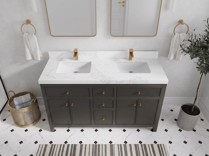 Sonoma 60 in W x 22 in D Free Standing Reeded Double Sink Bathroom Vanity - photo 2