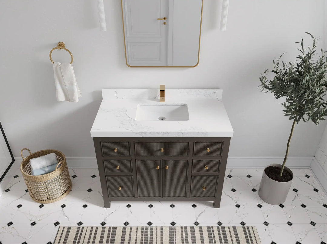 Sonoma 42 in W x 22 in D Free Standing Reeded Single Sink Bathroom Vanity | 
              
                Urbane Bronze
                
                  
             - SON_URB_WHQZ_42 - photo №2