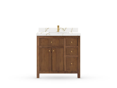 Sonoma Reeded Teak Wood 36 in. W x 22 in. D Center Sink Bathroom Vanity