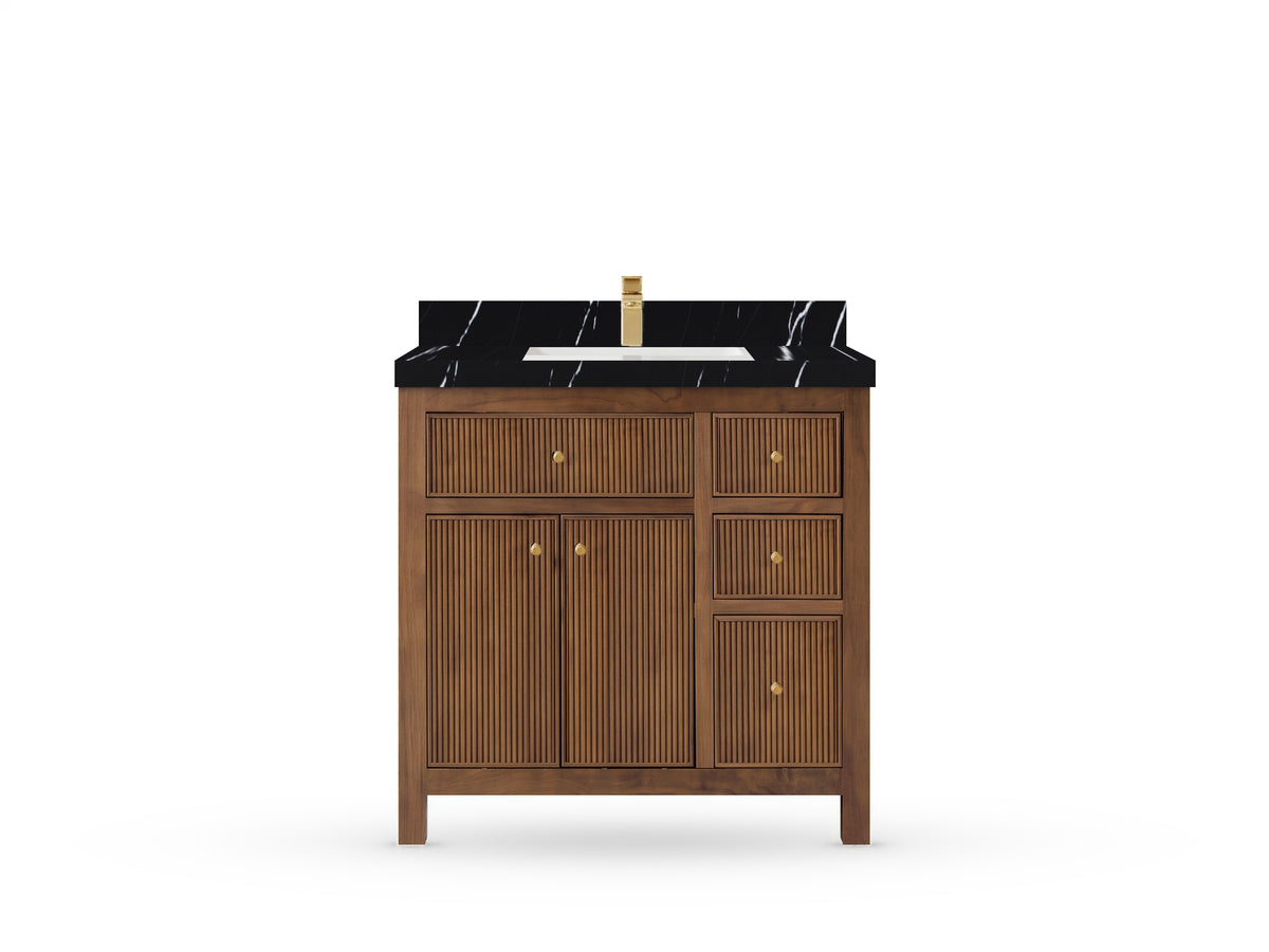 Sonoma Reeded Teak Wood 36 in. W x 22 in. D Center Sink Bathroom Vanity