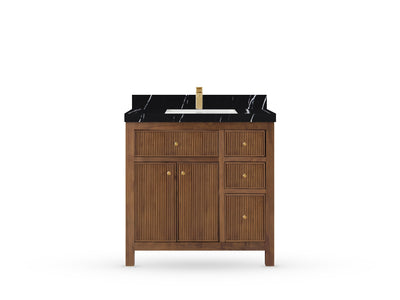 Sonoma Reeded Teak Wood 36 in. W x 22 in. D Center Sink Bathroom Vanity