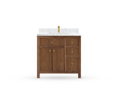 Sonoma Reeded Teak Wood 36 in. W x 22 in. D Center Sink Bathroom Vanity