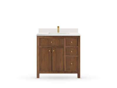 Sonoma Reeded Teak Wood 36 in. W x 22 in. D Center Sink Bathroom Vanity