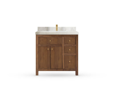 Sonoma Reeded Teak Wood 36 in. W x 22 in. D Center Sink Bathroom Vanity