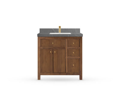 Sonoma Reeded Teak Wood 36 in. W x 22 in. D Center Sink Bathroom Vanity