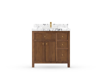 Sonoma Reeded Teak Wood 36 in. W x 22 in. D Center Sink Bathroom Vanity