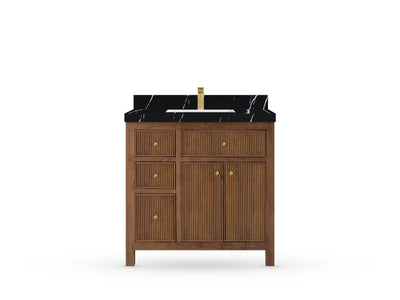 Sonoma Reeded Teak Wood 36 in. W x 22 in. D with Center Sink Premium Bathroom Vanity