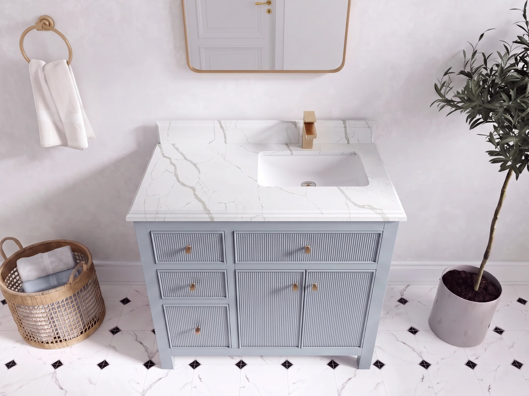 Sonoma 36 in. W x 22 in. D Right Offset Sink Bathroom Vanity | 
              
                Blue Heather
                
                  
             - SON_BLU_WHQZ_36R - photo №22