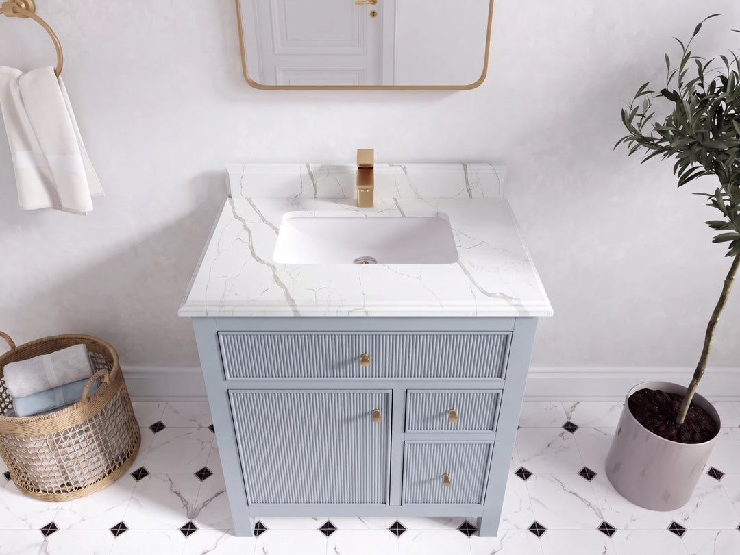 Sonoma 30 in W x 22 in D Reeded Free Standing Single Sink Bathroom Vanity | 
              
                Blue Heather
                
                  
             - SON-CAB-BLU-29 - photo №18