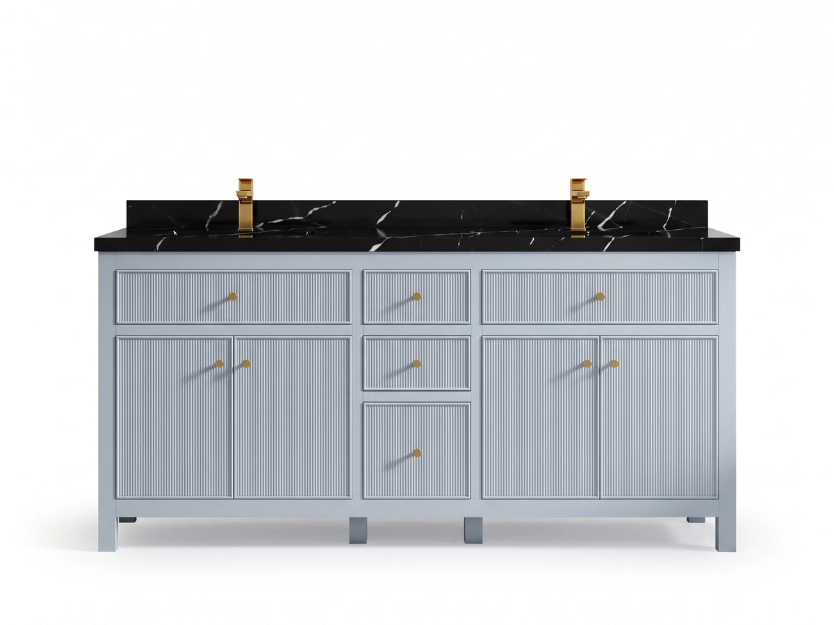 Sonoma 72 in W x 22 in D Free Standing Reeded Double Sink Bathroom Vanity