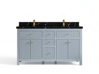 Sonoma 60 in W x 22 in D Free Standing Reeded Double Sink Bathroom Vanity