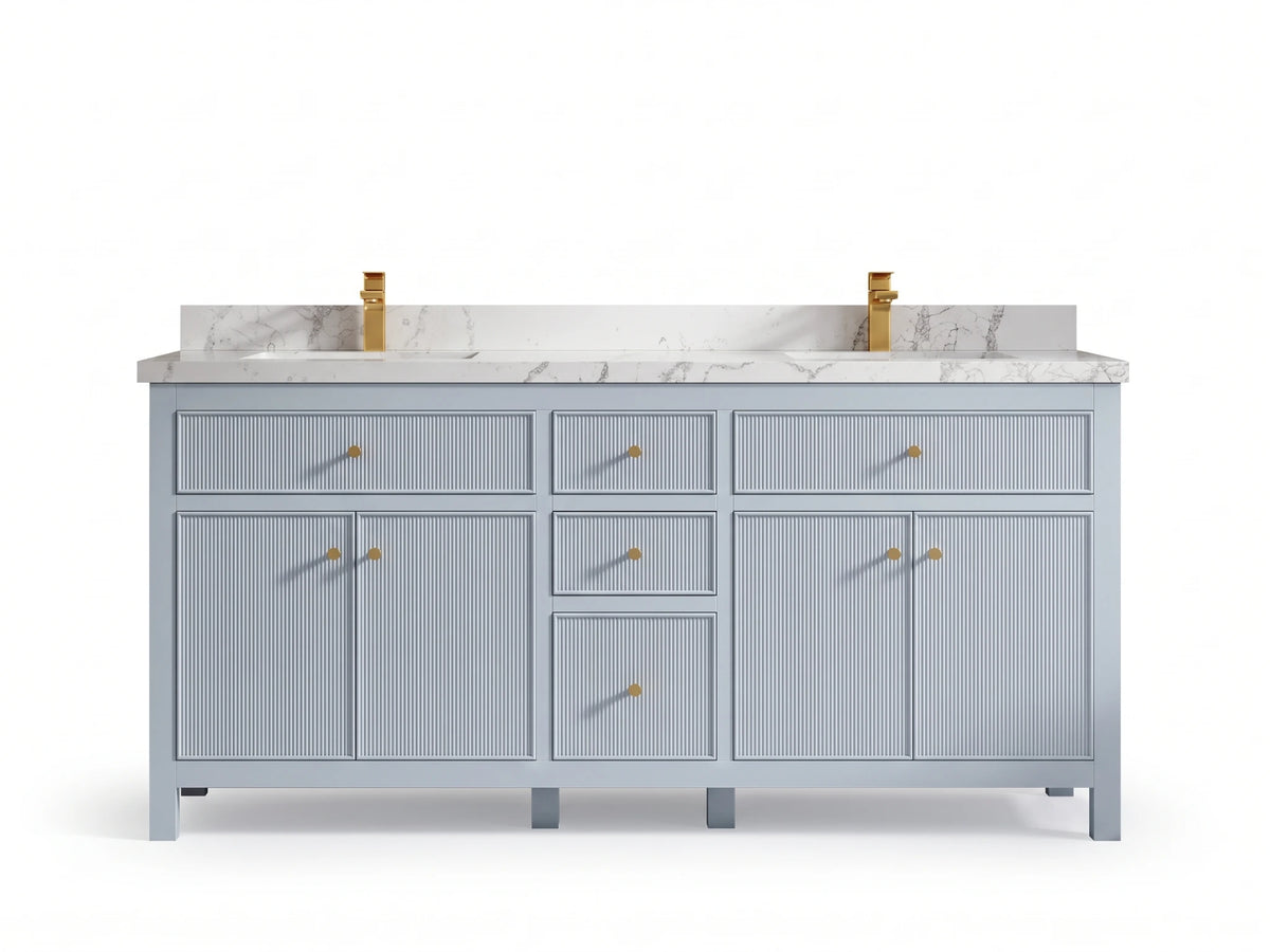 Sonoma 72 in W x 22 in D Free Standing Reeded Double Sink Bathroom Vanity