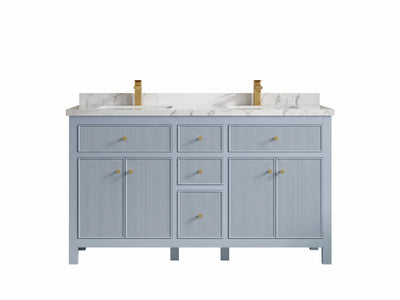 Sonoma 60 in W x 22 in D Free Standing Reeded Double Sink Bathroom Vanity