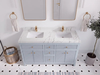 Sonoma 60 in W x 22 in D Free Standing Reeded Double Sink Bathroom Vanity