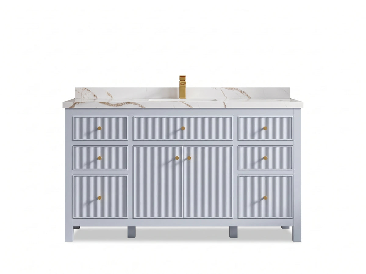 Sonoma 60 in W x 22 in D Free Standing Reeded Single Sink Bathroom Vanity