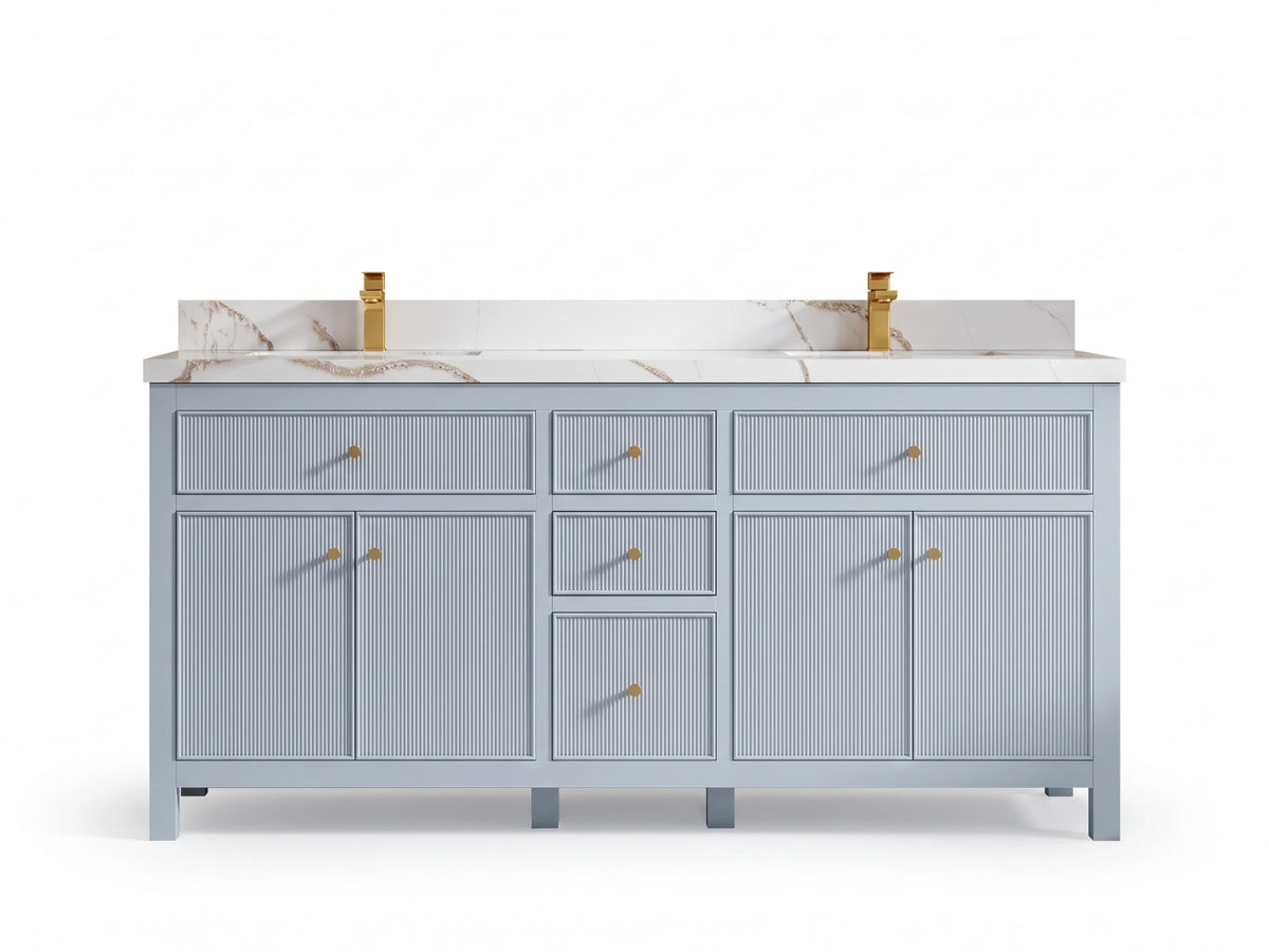 Sonoma 72 in W x 22 in D Free Standing Reeded Double Sink Bathroom Vanity