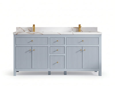 Sonoma 72 in W x 22 in D Free Standing Reeded Double Sink Bathroom Vanity