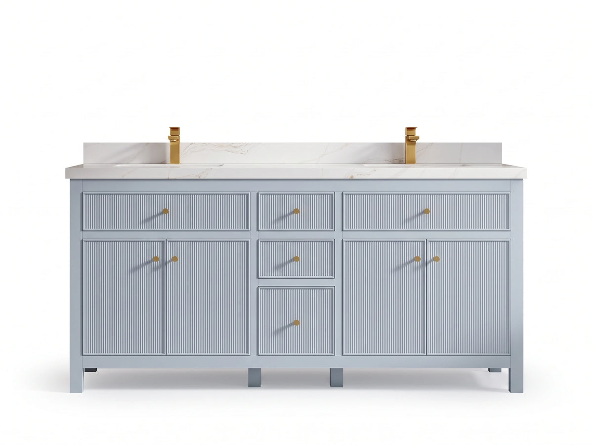 Sonoma 72 in W x 22 in D Free Standing Reeded Double Sink Bathroom Vanity