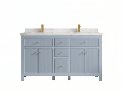 Sonoma 60 in W x 22 in D Free Standing Reeded Double Sink Bathroom Vanity