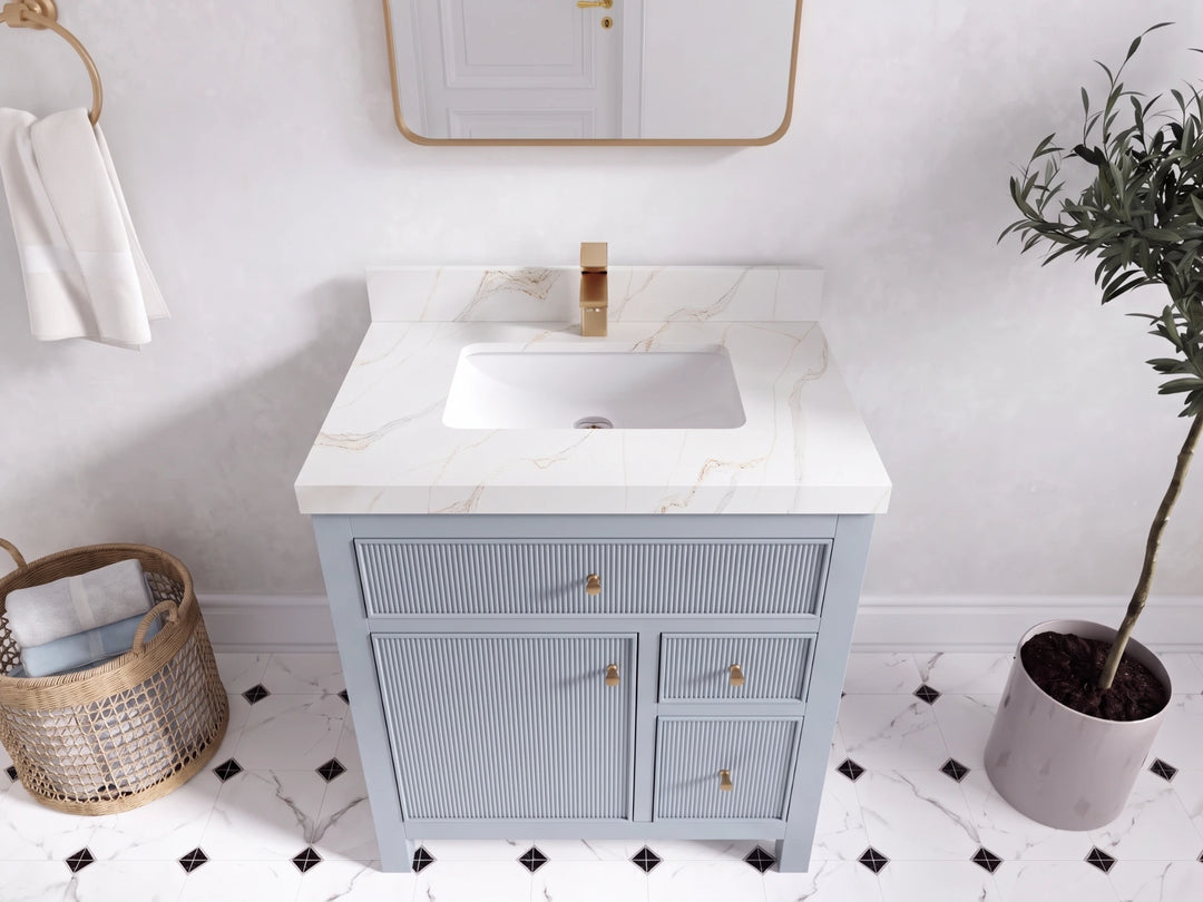 Sonoma 30 in W x 22 in D Reeded Free Standing Single Sink Bathroom Vanity | 
              
                Blue Heather
                
                  
             - SON-CAB-BLU-29 - photo №7