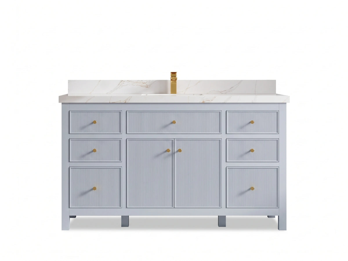 Sonoma 60 in W x 22 in D Free Standing Reeded Single Sink Bathroom Vanity