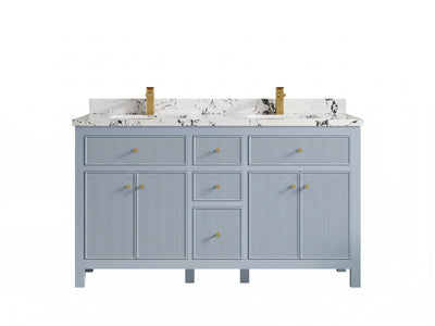 Sonoma 60 in W x 22 in D Free Standing Reeded Double Sink Bathroom Vanity