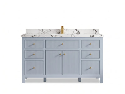 Sonoma 60 in W x 22 in D Free Standing Reeded Single Sink Bathroom Vanity