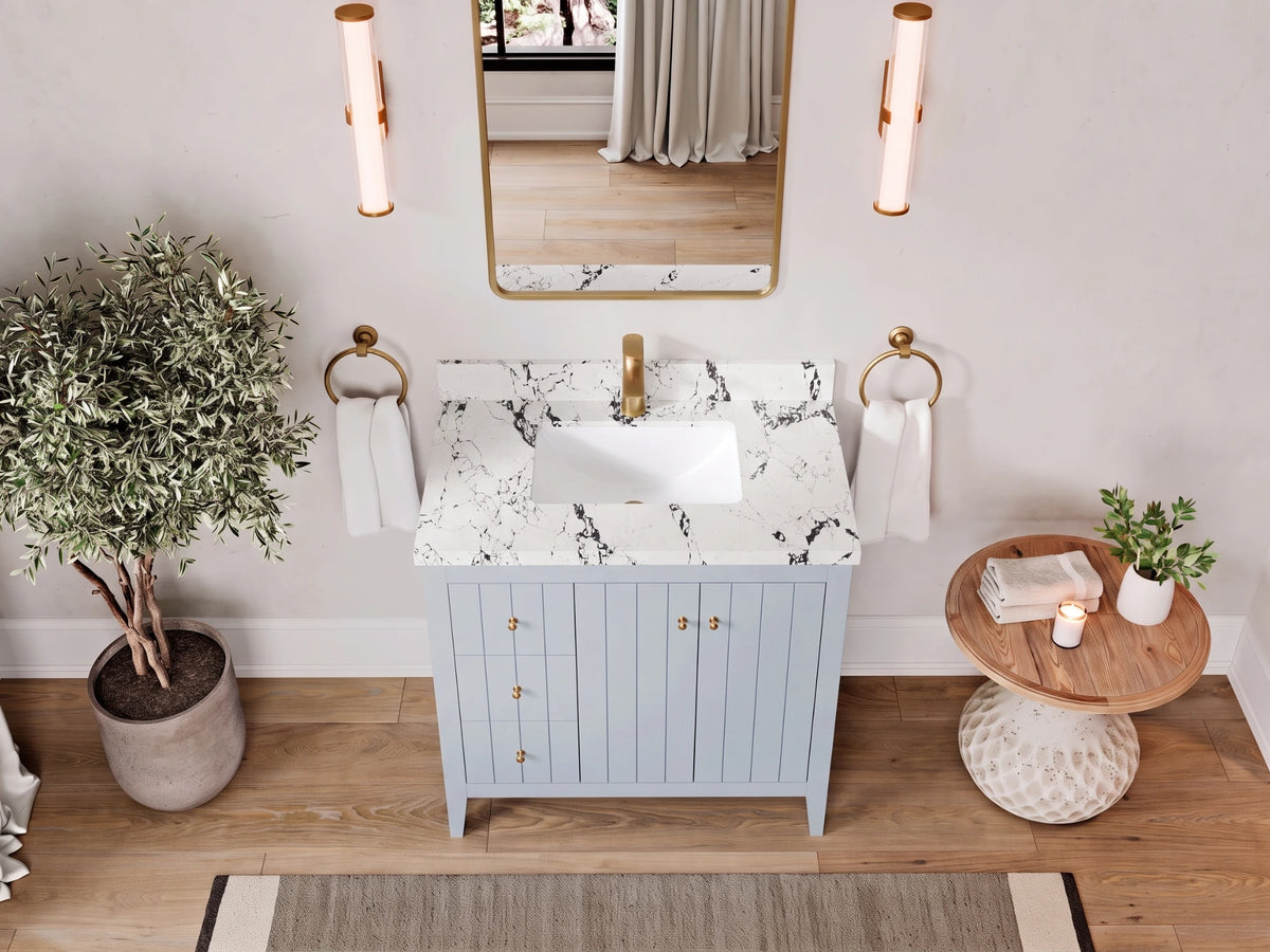 Atlanta 36 in. W x 22 in. D Center Sink Bathroom Vanity for Modern Elegant Bathrooms