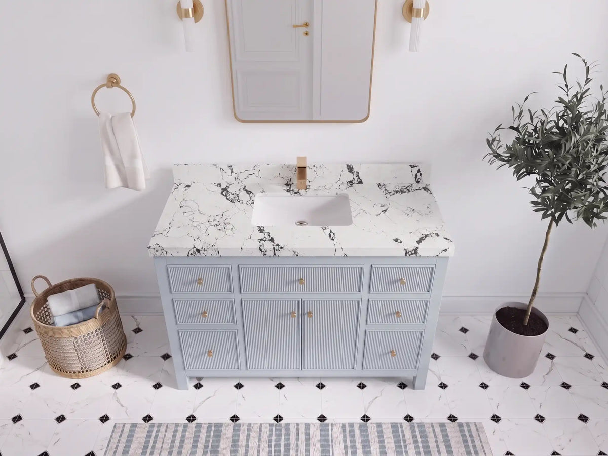 Sonoma 48 in W x 22 in D Free Standing Reeded Single Sink Bathroom Vanity