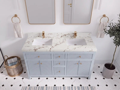 Sonoma 60 in W x 22 in D Free Standing Reeded Double Sink Bathroom Vanity