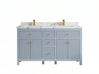 Sonoma 60 in W x 22 in D Free Standing Reeded Double Sink Bathroom Vanity