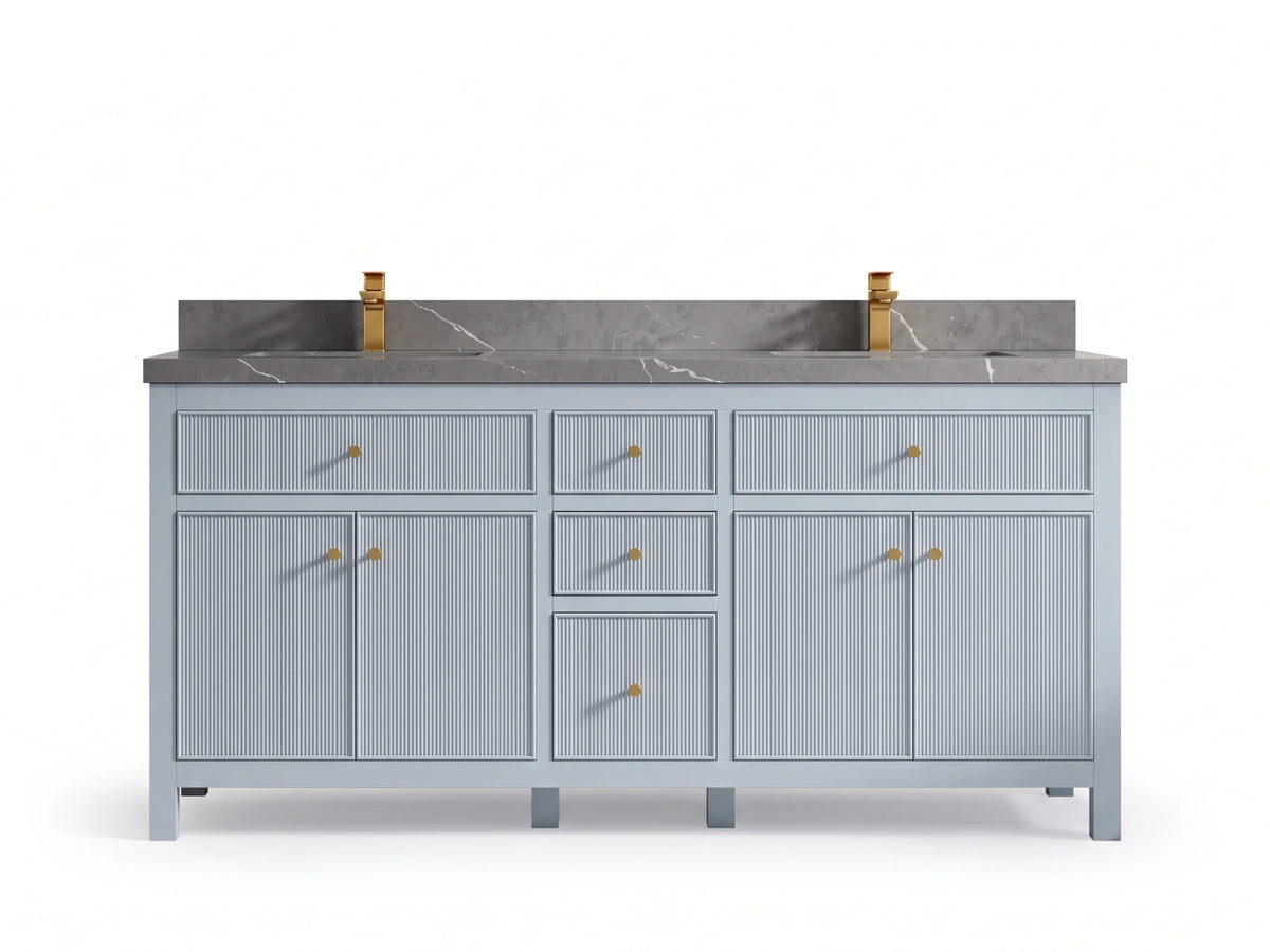 Sonoma 72 in W x 22 in D Free Standing Reeded Double Sink Bathroom Vanity