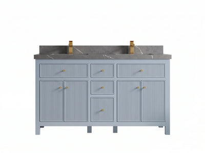 Sonoma 60 in W x 22 in D Free Standing Reeded Double Sink Bathroom Vanity