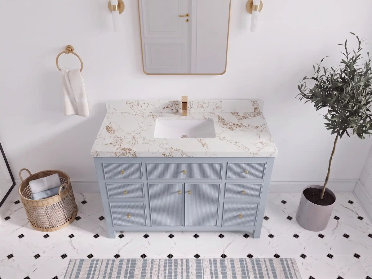 Sonoma 48 in W x 22 in D Free Standing Reeded Single Sink Bathroom Vanity