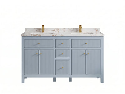 Sonoma 60 in W x 22 in D Free Standing Reeded Double Sink Bathroom Vanity