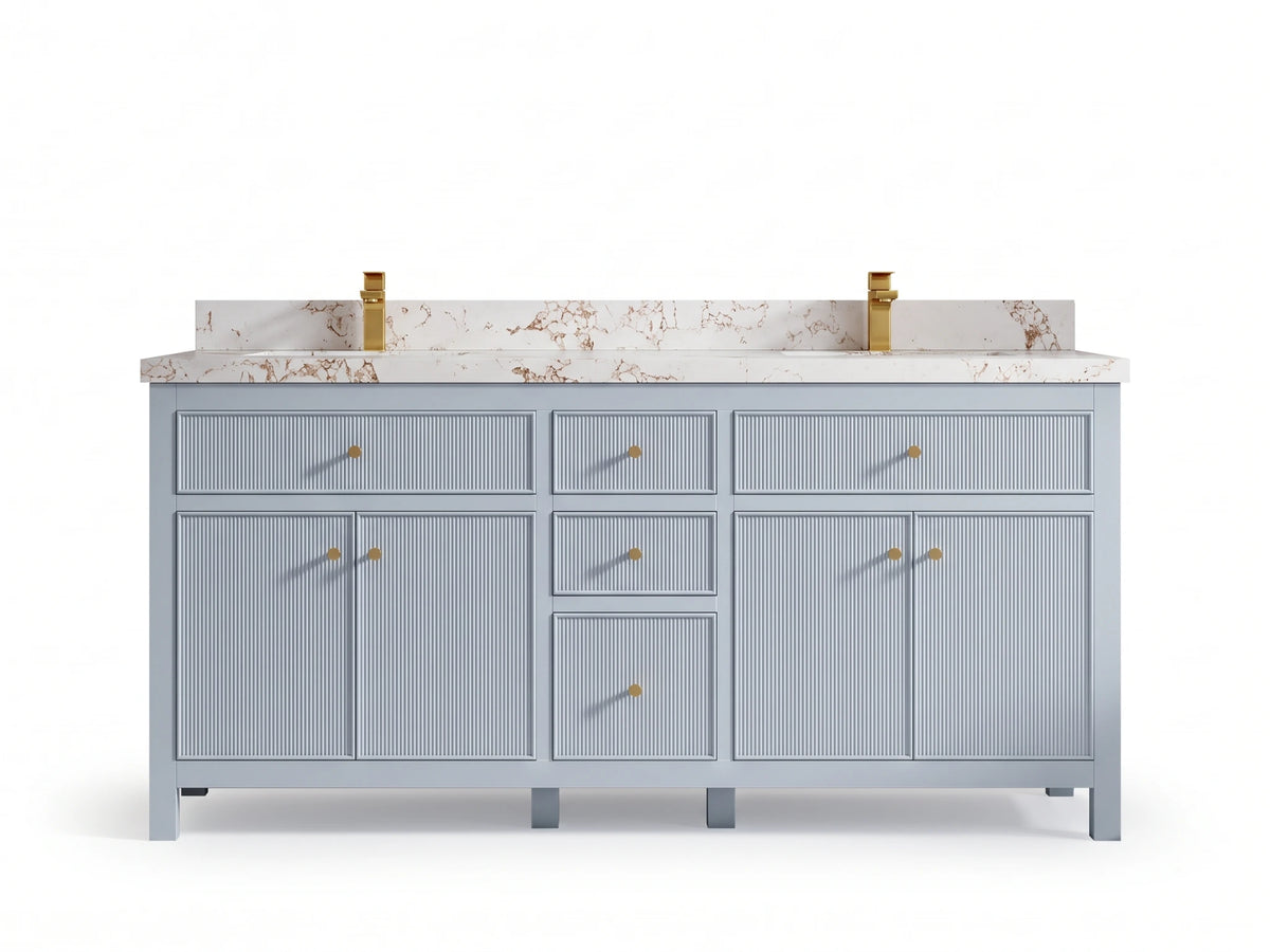 Sonoma 72 in W x 22 in D Free Standing Reeded Double Sink Bathroom Vanity