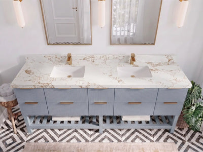 Catalina 84 in W x 22 in D Free Standing Reeded Double Sink Bathroom Vanity
