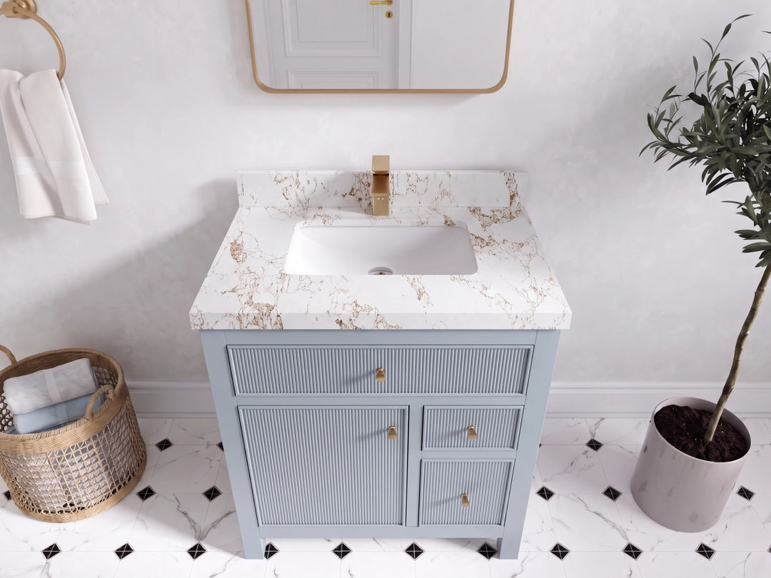 Sonoma 30 in W x 22 in D Reeded Free Standing Single Sink Bathroom Vanity | 
              
                Blue Heather
                
                  
             - SON-CAB-BLU-29 - photo №15